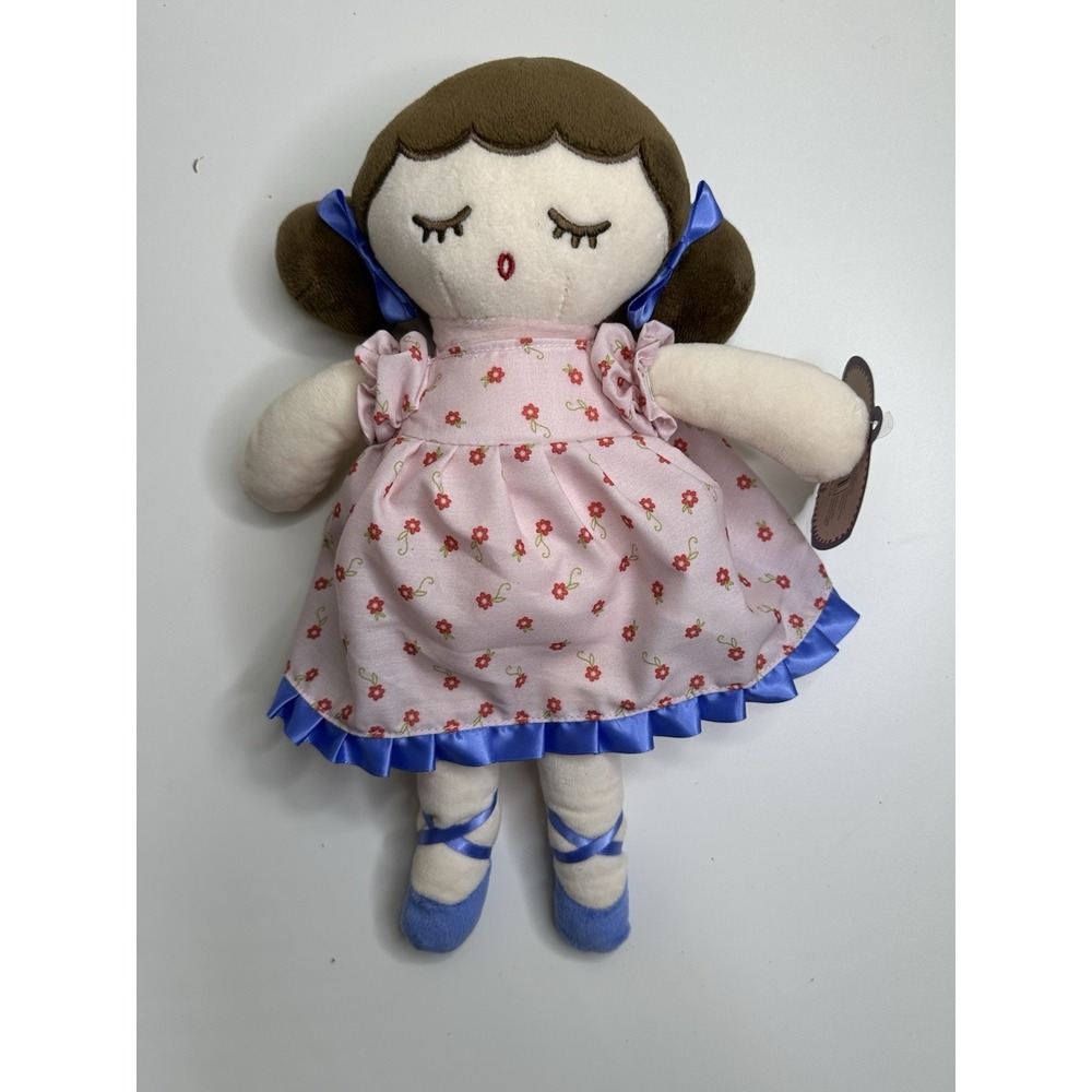 Dreamgro Poppy Doll Dress Brunette Closed Eyes Plush Flowers Stuffed Animal 12"